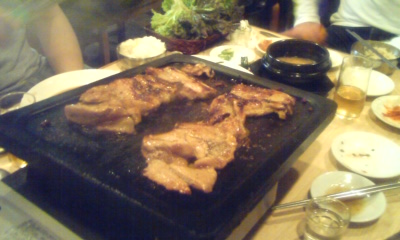 サムギョプサル。豚の3枚肉の焼肉 サムギョプサル。豚の3枚肉の焼肉